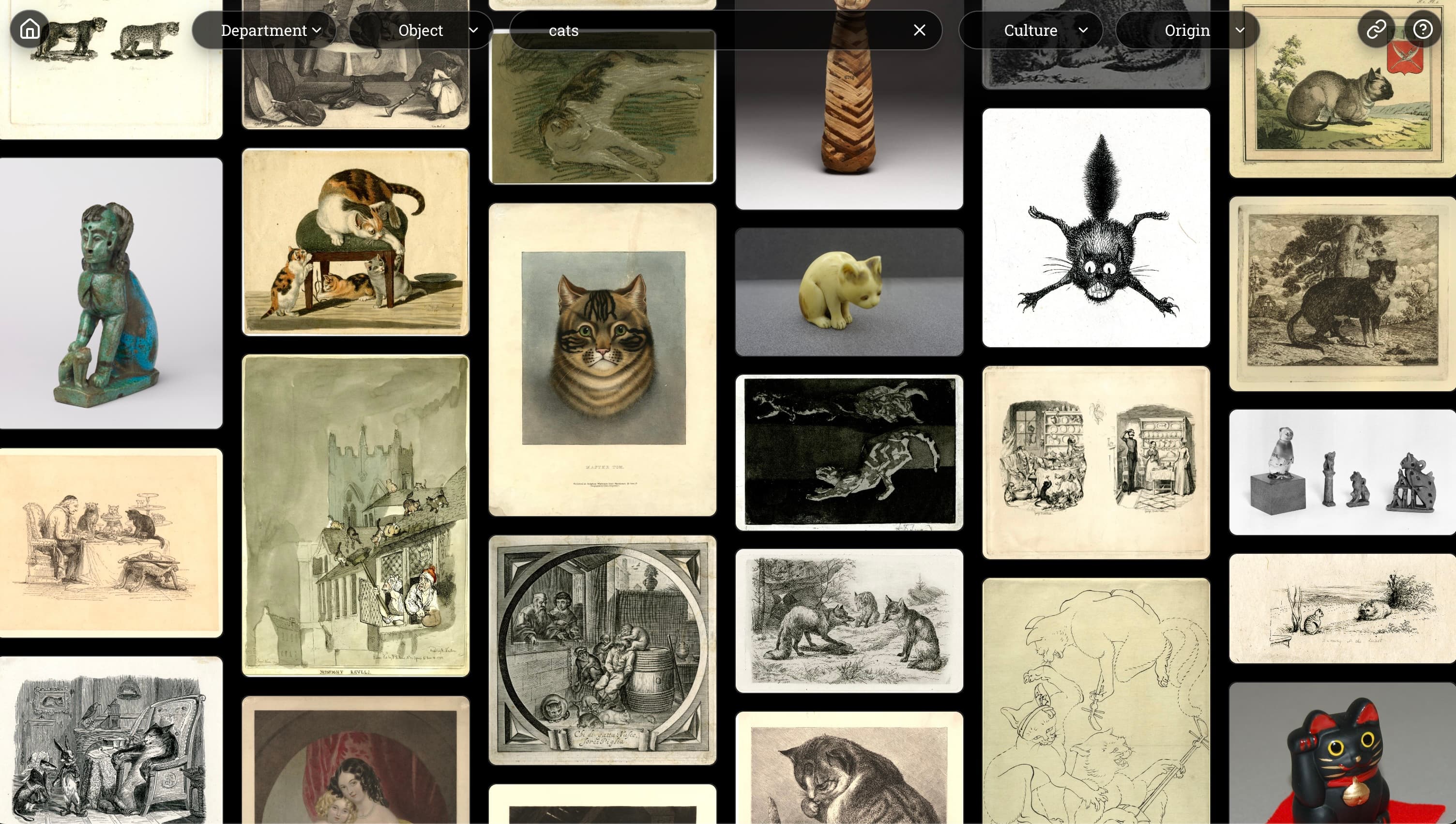 An exhibit about cats An exhibit of cats from across time and space